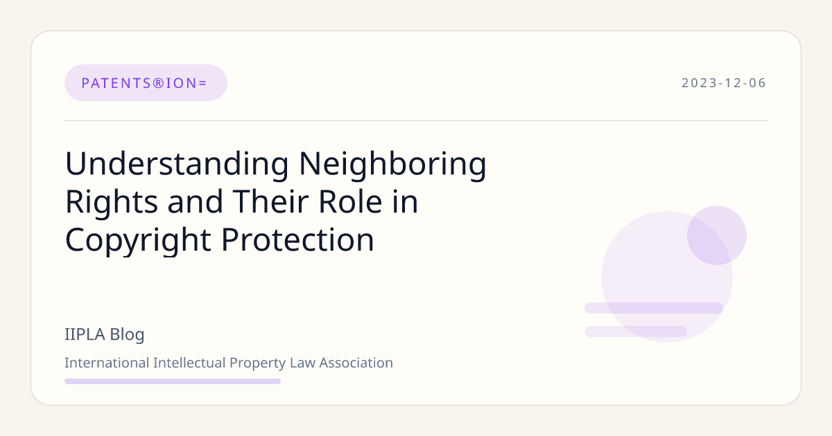 Neighboring Rights in Copyright Law: International Treaties and…… | IIPLA