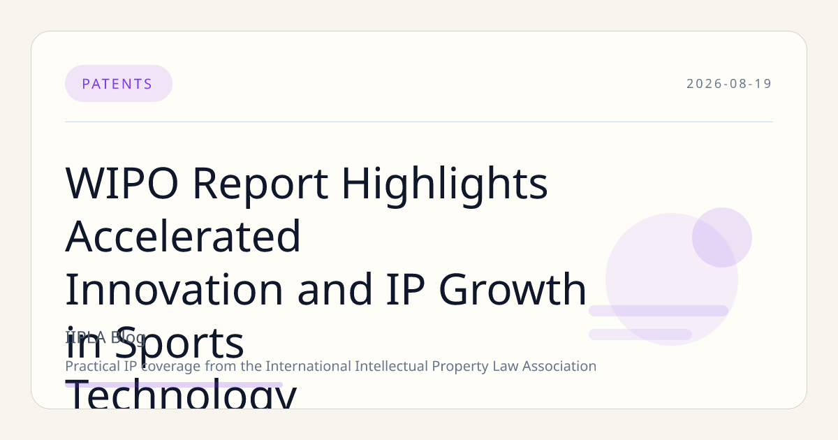 WIPO Report Highlights Accelerated Innovation and IP Growth in Sports Technology