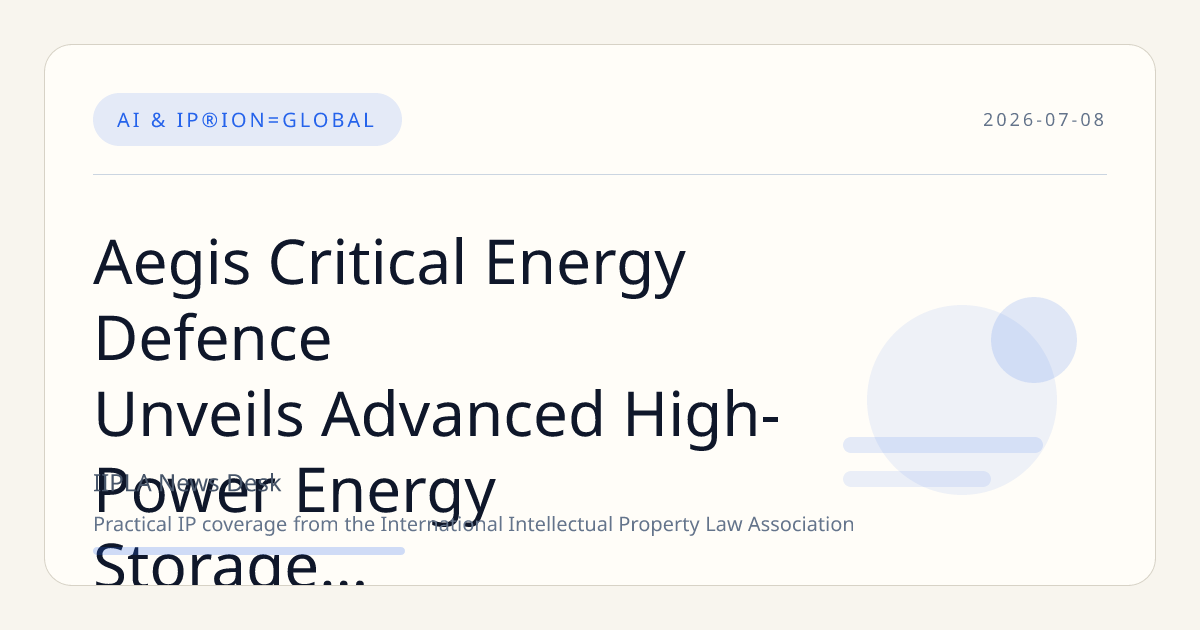Aegis Critical Energy Defence Unveils Advanced High-Power Energy Storage Platform in Partnership with McMaster University