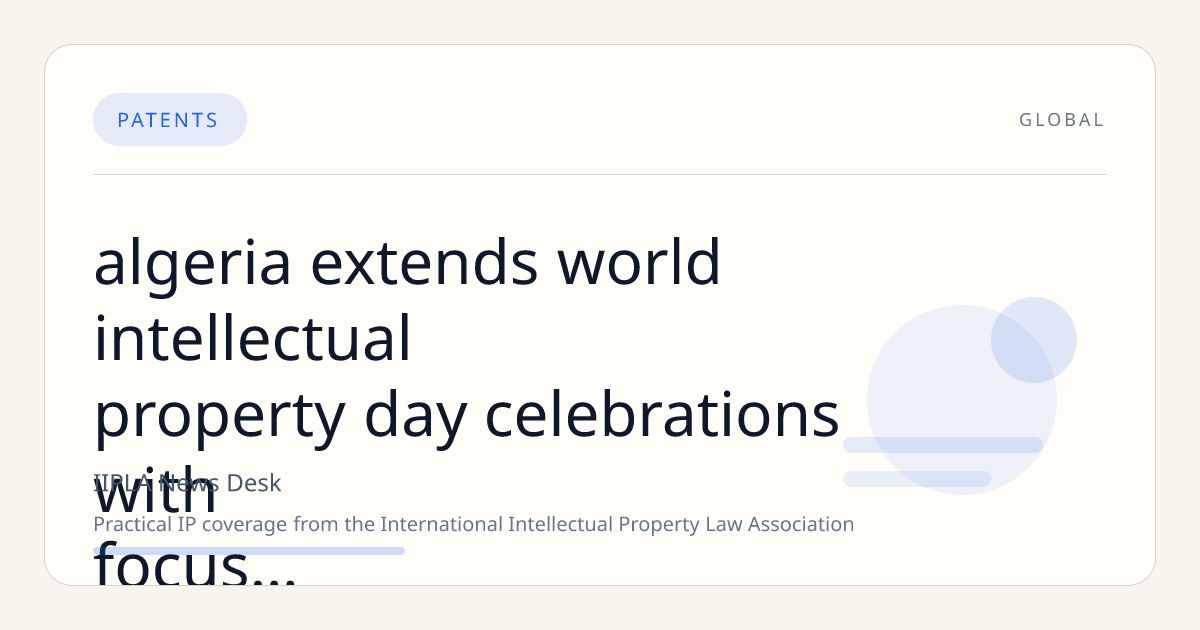 Algeria Extends World Intellectual Property Day Celebrations with Focus on Sports Innovation Throughout April