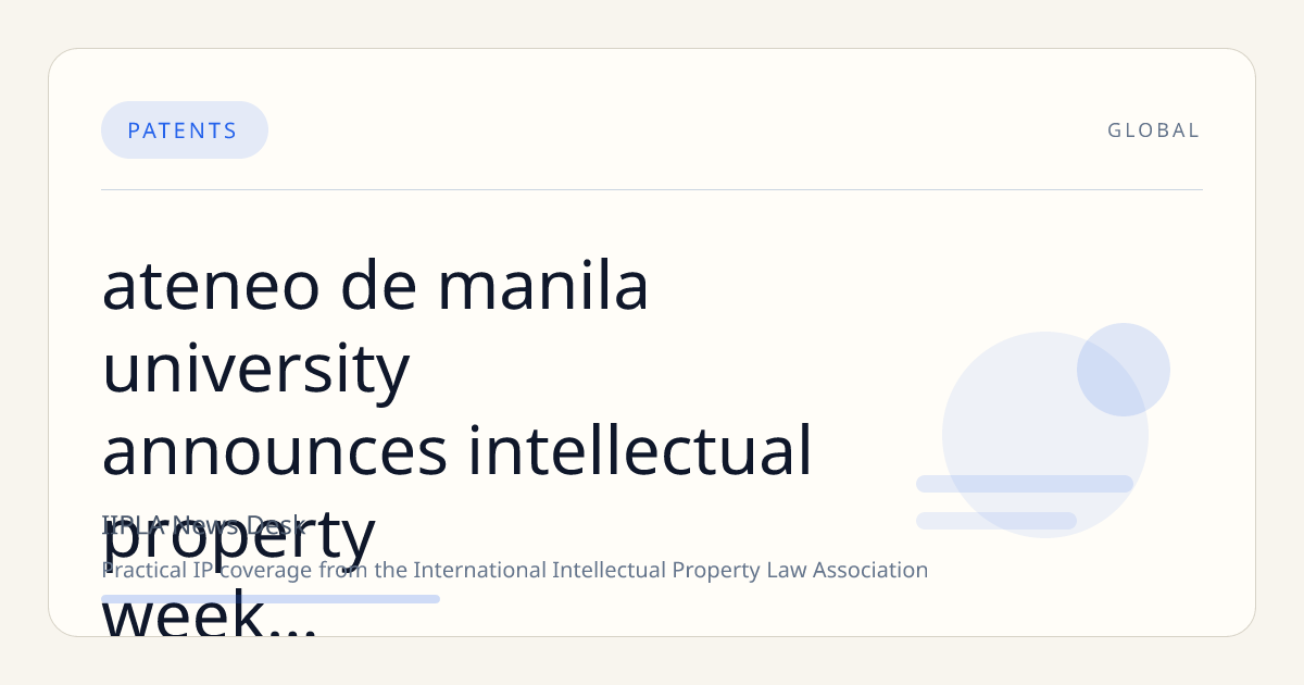 Ateneo de Manila University Announces Intellectual Property Week 2026 Focused on Innovation in Sports