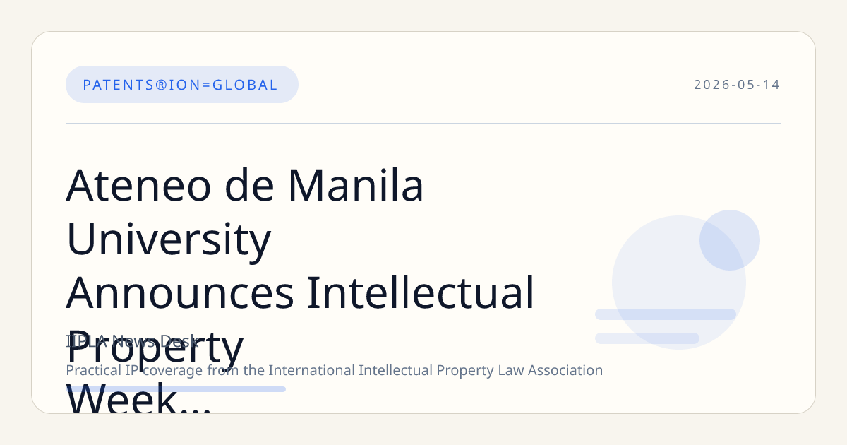 Ateneo de Manila University Announces Intellectual Property Week 2026 Focused on Innovation in Sports