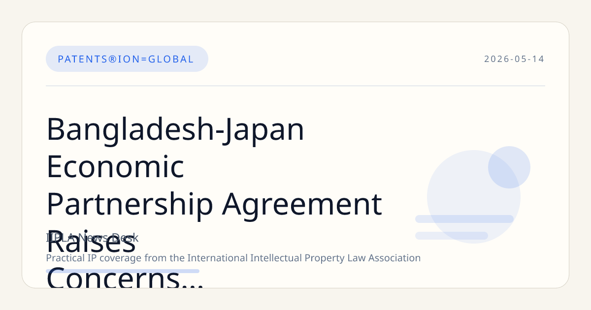 Bangladesh-Japan Economic Partnership Agreement Raises Concerns Over Protection of Bio-Cultural Resources and Intellectual Property