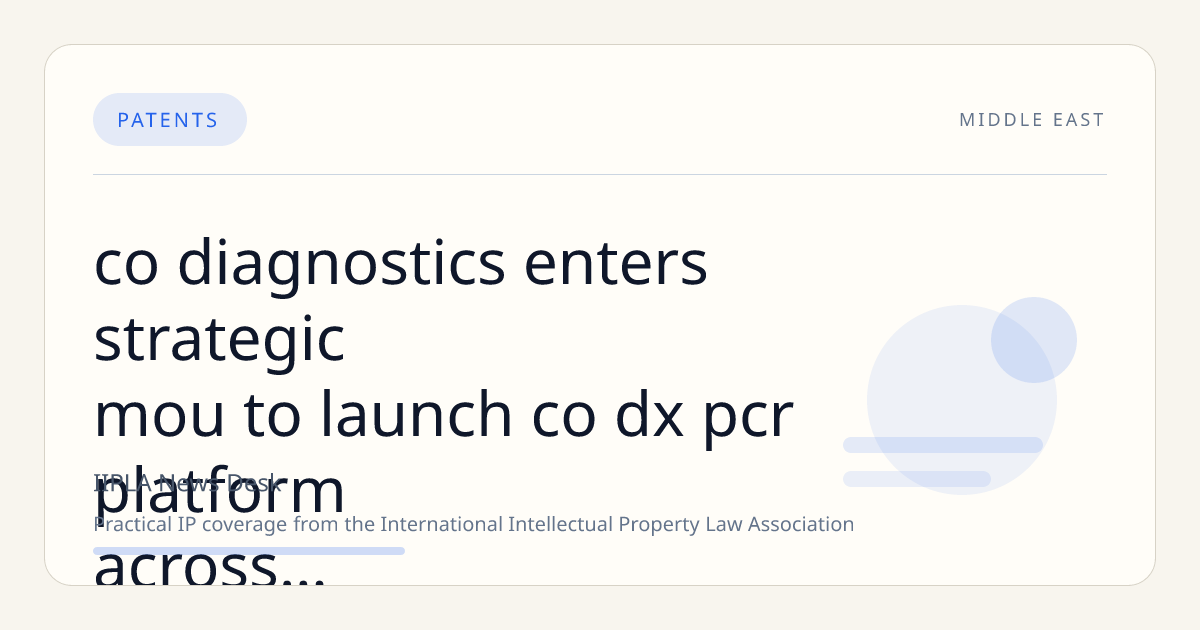 Co-Diagnostics Enters Strategic MOU to Launch Co-Dx™ PCR Platform Across Middle East via Saudi Joint Venture