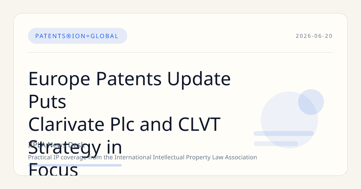 Europe Patents Update Puts Clarivate Plc and CLVT Strategy in Focus