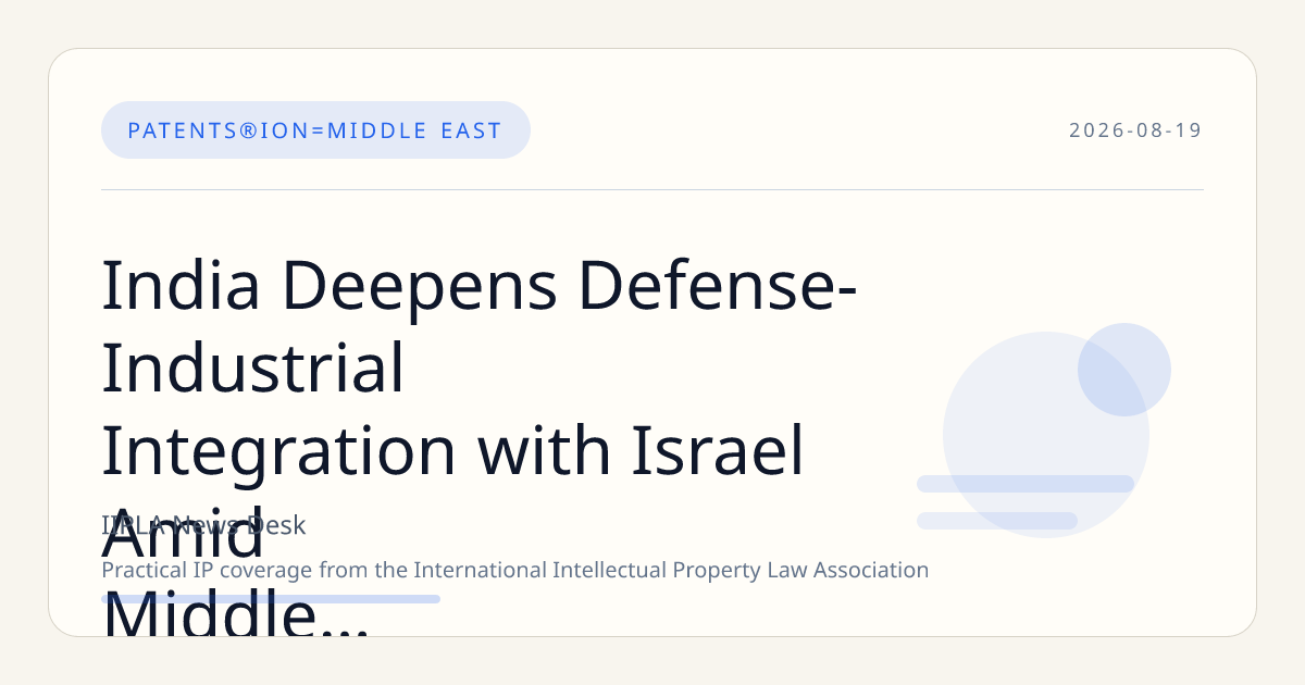India Deepens Defense-Industrial Integration with Israel Amid Middle East Conflict