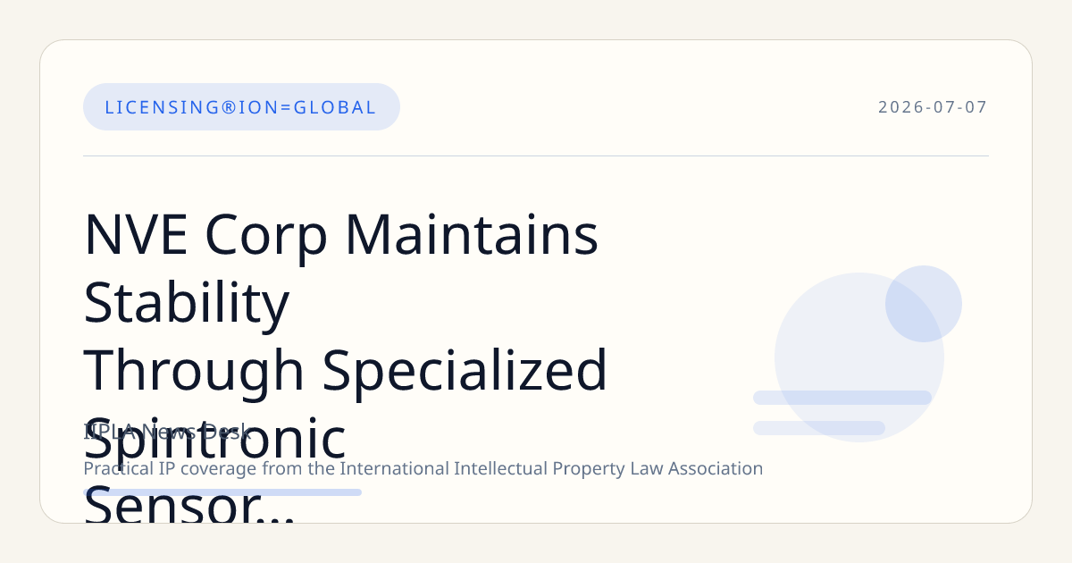 NVE Corp Maintains Stability Through Specialized Spintronic Sensor Technology and Patent Licensing