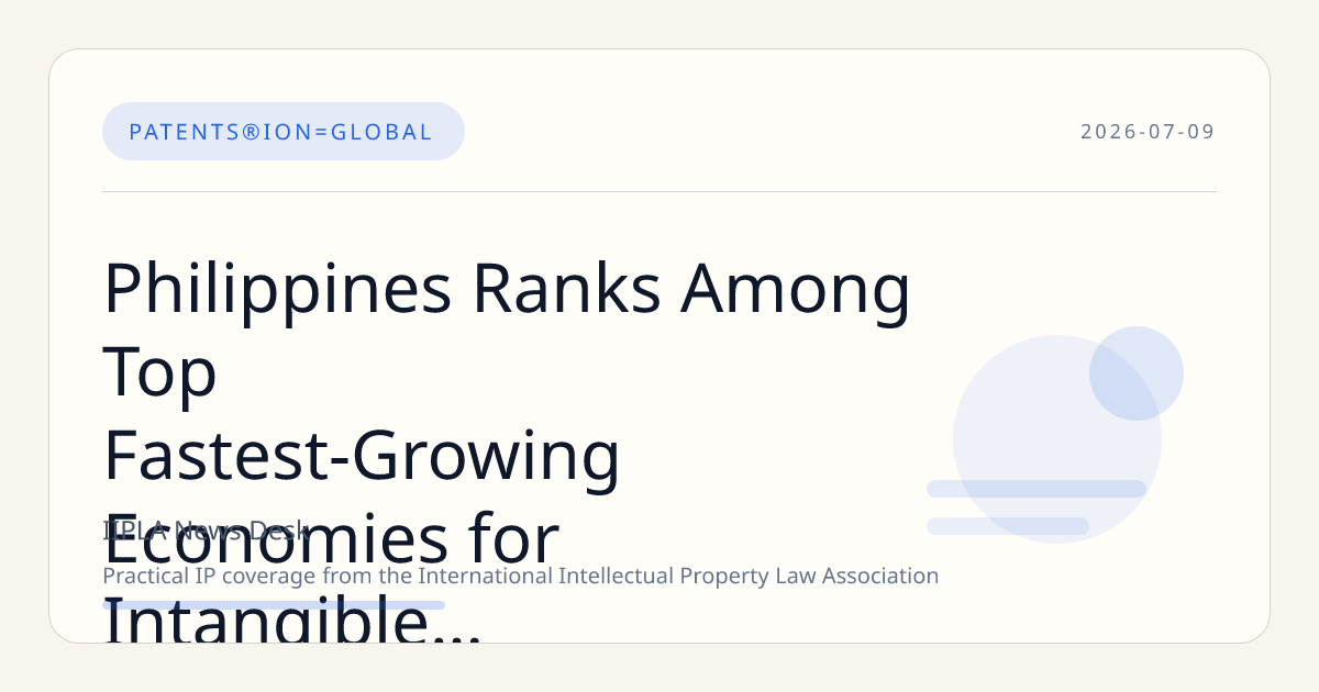 Philippines Ranks Among Top Fastest-Growing Economies for Intangible Asset Investments, WIPO Report Shows
