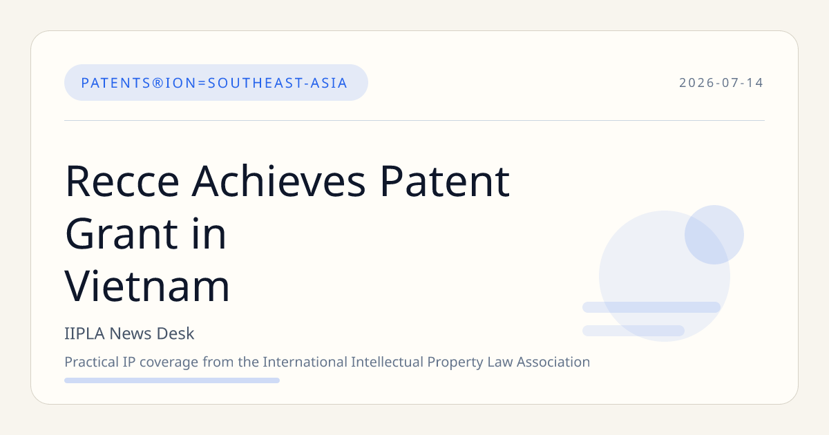 Recce Achieves Patent Grant in Vietnam