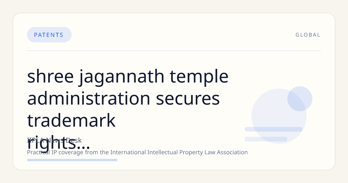 Shree Jagannath Temple Administration Secures Trademark Rights for Ananda Bazaar and Shree Patitapabana to Protect Sacred Heritage