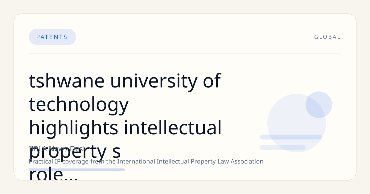 Tshwane University of Technology Highlights Intellectual Property’s Role in Advancing Sports Innovation
