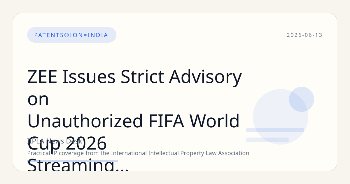 ZEE Issues Strict Advisory on Unauthorized FIFA World Cup 2026 Streaming and Trademark Use in India